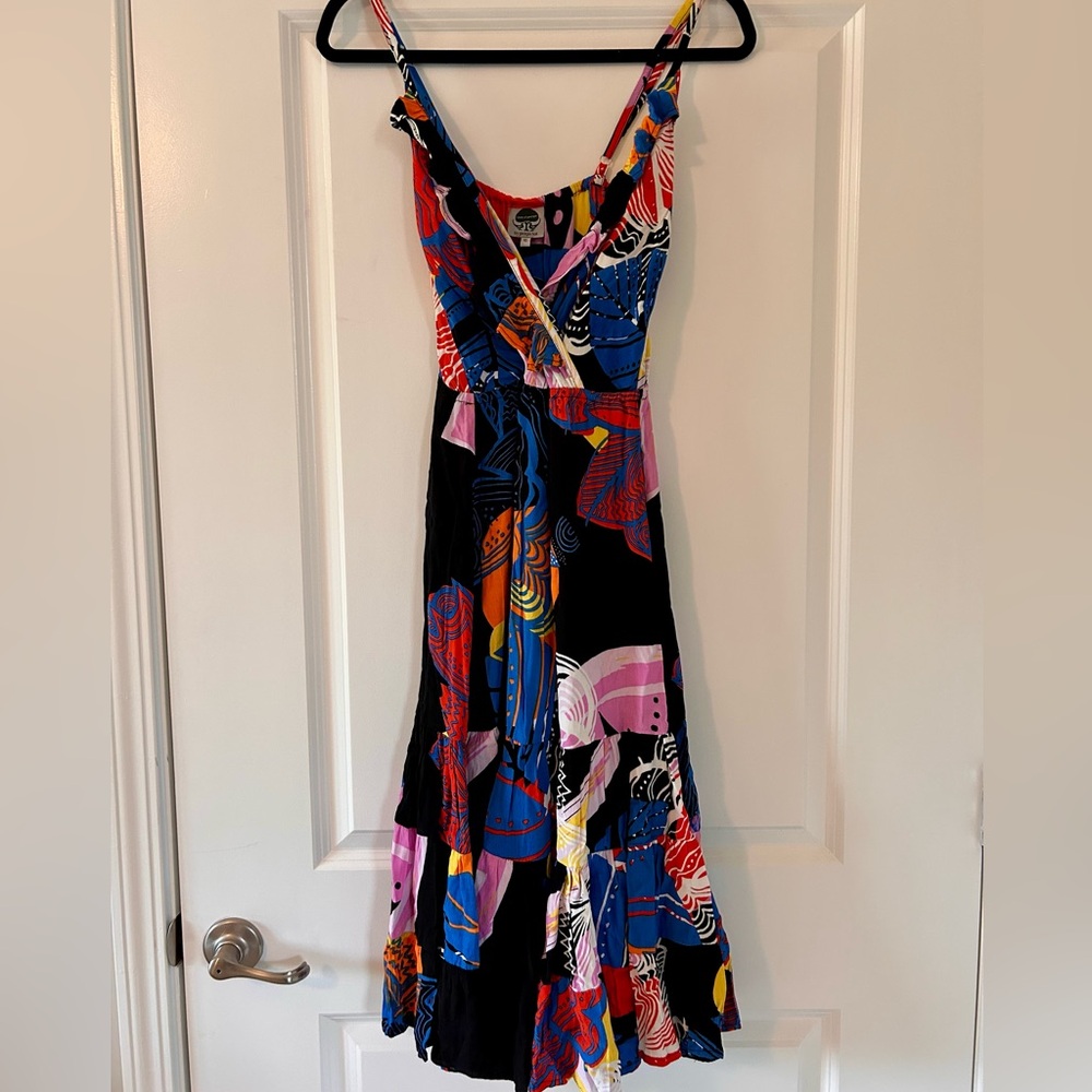 NWOT Vibrant Multicolor Women's Floral Summer Midi Dress SZ 10